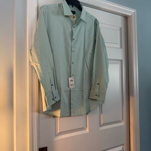 Alfani Light Green Casual Button Down Shirt Size XL Slim fit 17-17 1/2